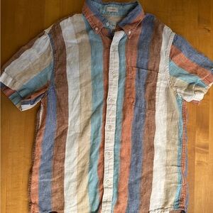J. Crew Irish Linen Multicolor Striped Casual Button Down Shirt